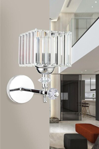 İstanbul Avize Cabo Single Silver K-10 Crystal Stone Sconce