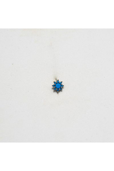 Piercing by Sever Turquoise Flower Steel Piercing Silver/Silver Color and Blue Stone (Targus Helix Conch Flat)