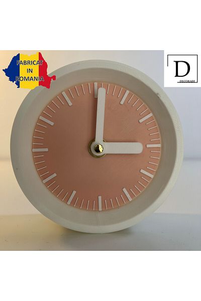 OEM Decorative clock "Kaleia", 11 cm, light pink, 3D printed from PLA (Bioplastic)