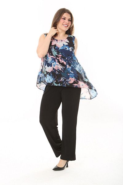 Şans Navy Blue Chiffon Oversize Jumpsuit with Cloak - 65N37909