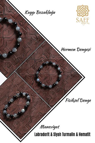 Saff Doğal Taş Certified Black Tourmaline & Hematite Labradorite Bracelet