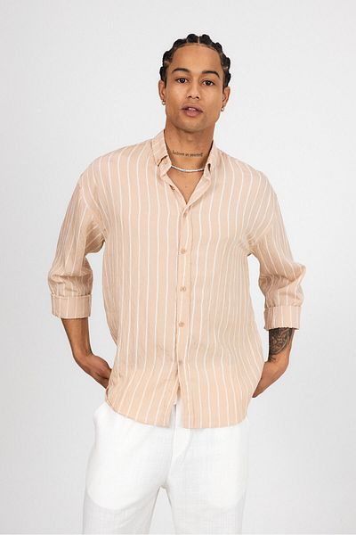İLKCET MODA Ανδρικό πουκάμισο Oversize από υφαντό ύφασμα