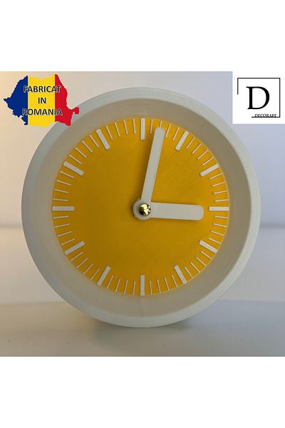 OEM Decorative clock "Kaleia", 11 cm, yellow, 3D printed from PLA (Bioplastic)