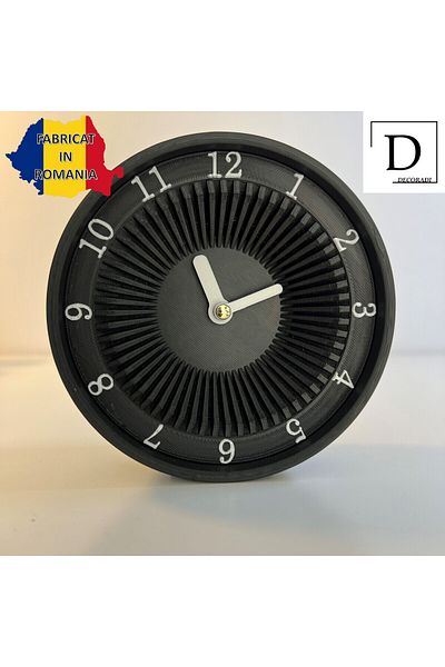 OEM Decorative clock "Orion Eco", 12 cm, black, 3D printed from PLA (Bioplastic)