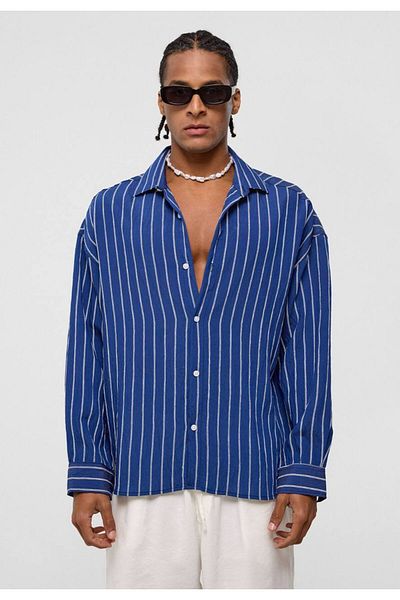 İLKCET MODA Ανδρικό πουκάμισο Oversize από υφαντό ύφασμα