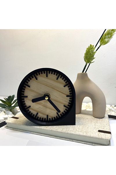 OEM Decorative clock "Tempo Natura", 11 cm, black, 3D printed from PLA (Bioplastic)