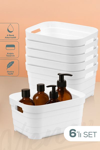 Vienev 6-Piece 3.8 Liter Storage Box White