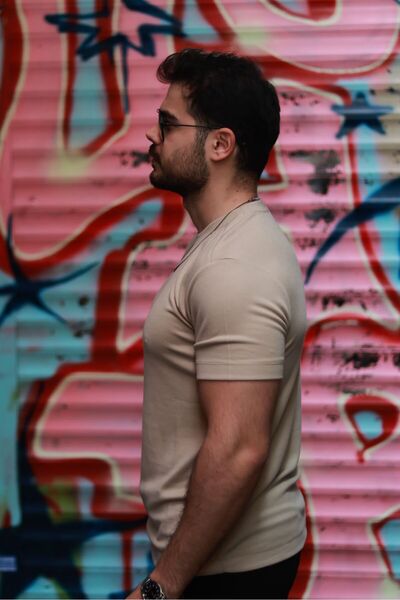 Figo Beige Color Modal Comfortable Use Basic Men's Tshirt