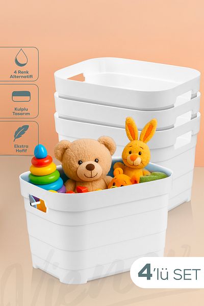 Vienev 4-Piece 5 Liter Storage Box White