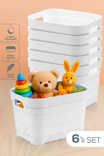 Vienev 6-Piece 5 Liter Storage Box White