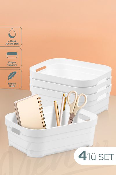 Vienev 4-Piece 2.8 Liter Storage Box White