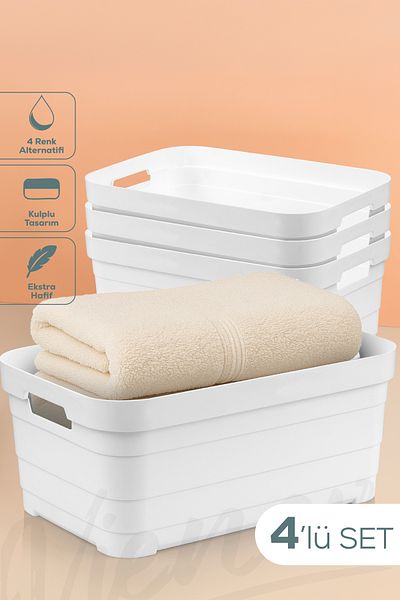 Vienev 4-Piece 10.8 Liter Storage Box White