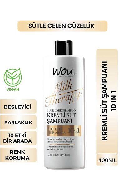 WOU World of Unique Milk Therapy Shampoo 400 ml - Milk Protein, Creamy, Nourishing 10 Effects in One