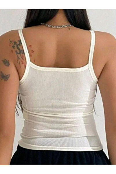 AŞAR MODA TEKSTİL Women's Basic Ribbed Tank Top Ribbed Crop 2 Pcs Camisole