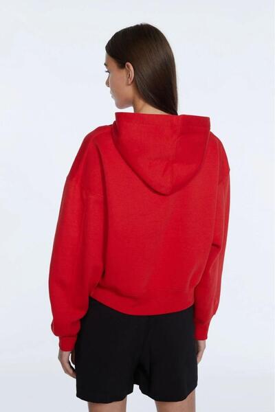 Tight Lady 100% cotton Premium Women's Red Hooded crop sweatshirt