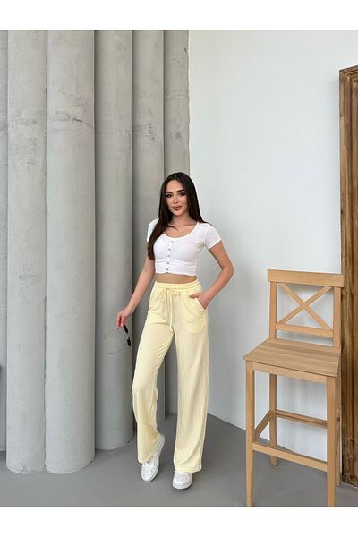 Ozy Fashion Waterway Striped Summer Yellow Trousers