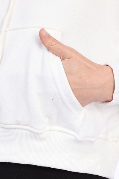 Tight Lady Premium Quality 100% Cotton Ribbon Free 3 Thread Ecru Hooded Kangaroo Pocket Lace-up Crop Sweatshirt