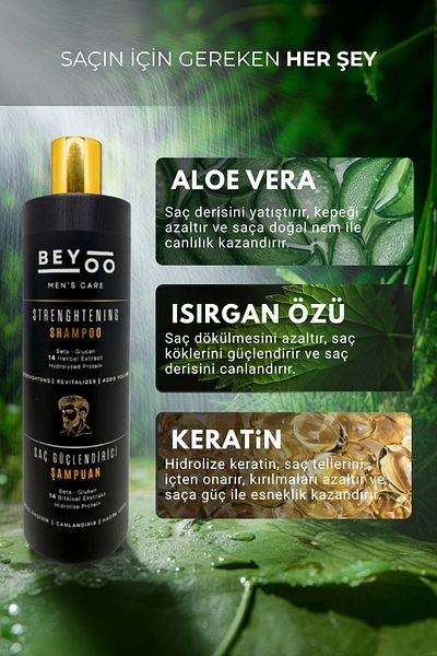 Beyoo Strengthening Shampoo Bag Size 200ml – Herbal Formula Keratin Against Hair Loss Special for Men