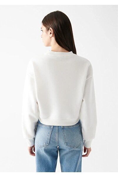 Tight Lady Women's 100% Cotton Ecru Ultra Quality Diagonal No Riser 3 thread Crew Neck Basic Sweatshirt