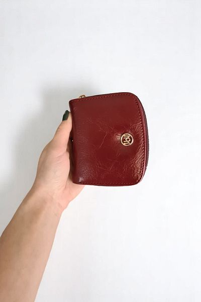 Classbag Women's Burgundy Square Zippered Two Sided Card Holder Wallet