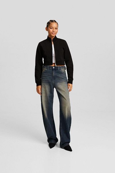 Tight Lady Hanorac pentru femei, 100% bumbac, negru, fără șardon, cu 3 fire, cu textura moale, cu fermoar, cu guler vertical