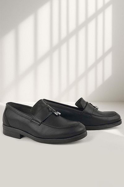Rakerplus Loafer Black Matte Pantofi clasici pentru copii pentru bărbați