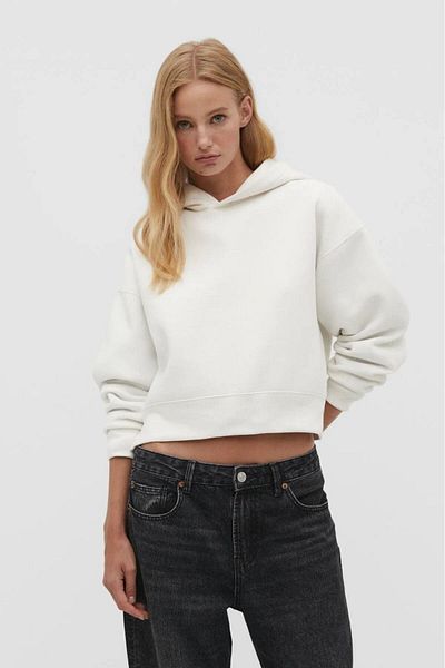 Tight Lady Hanorac crop cu glugă, 100% bumbac, premium pentru femei
