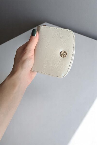 Classbag Women's Cream Square Zippered Two Sided Card Holder Wallet