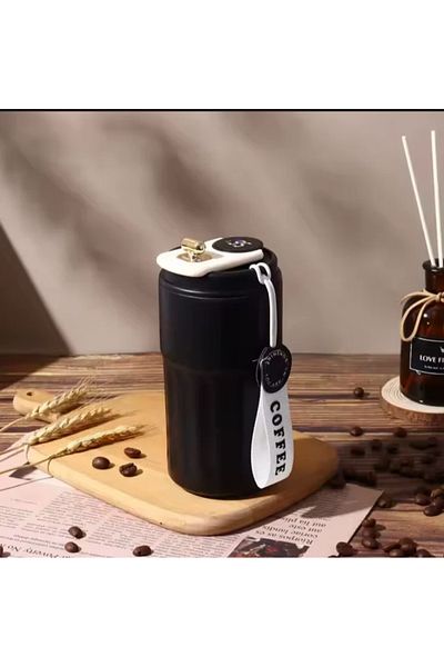 OEM Cana termos cu afisaj LED, Kondo, 460 ml, otel inoxidabil, pereti dubli, negru