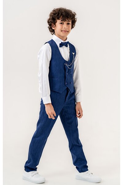 Atlas Kids Costum smoking pentru băieți - Set de 5 piese cu pantaloni, vestă,...