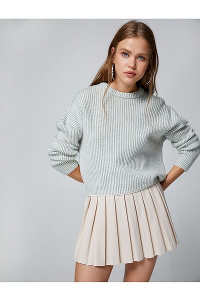 Koton Basic Knitwear Sweater Crew Neck Ribbed Long Sleeve