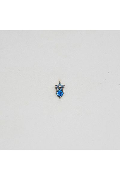 Piercing by Sever Light Blue Flower and Blue Stone Leaf Steel Piercing Silver/Silver Color (Targus Helix Conch Flat)