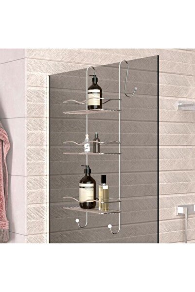Geseus 3 Katlı Asmalı Banyo Duşakabin Duş Rafı Krom Büyük Boy-BK-063