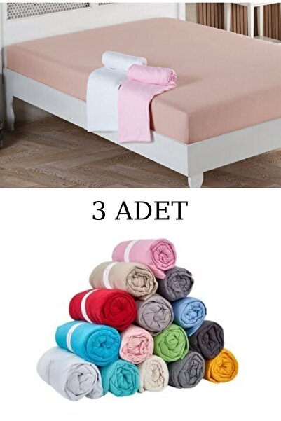 umbellatum 3 Piece Double Cotton Fitted Sheet Set Gray 160X200