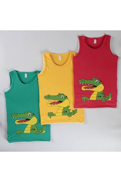 yagmurgiyim Diamond Mixed Pattern 3-Piece Boy's Singlet Set A-118