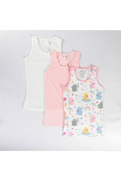 yagmurgiyim Diamond Mixed Pattern 3-Piece Girl's Undershirt Set A-109