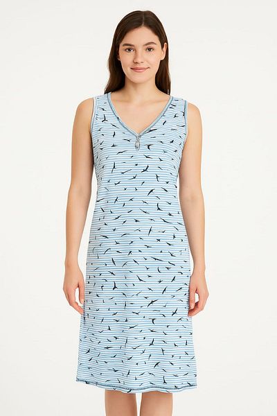 enmodaiçgiyim Rochie de damă cu mâneci zero cu model multicolor cu dungi albastre