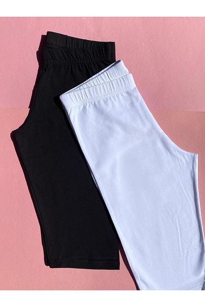 VicTroy Colanți-Short de damă, alb, negru și gri, 3 bucăți Lycra Basic