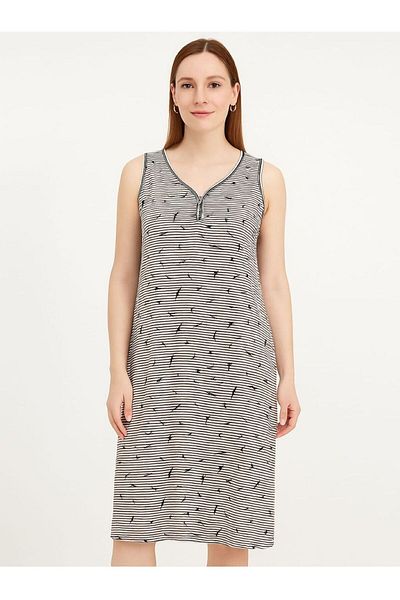 enmodaiçgiyim Rochie de damă oversize din bumbac cu dungi negre