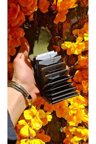MAT Deri Green 10 Card Compartment Accordion Credit Card Holder Genuine Leather Mini Size Card Holder