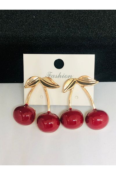 İnDerin Cherry Earrings Women's 2-Piece Earrings
