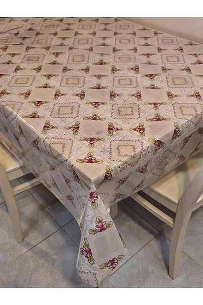 Başak Ev Tekstili Transparent 0.018 Mm PVC Oilcloth - Patterned Erasable Transparent Tablecloth