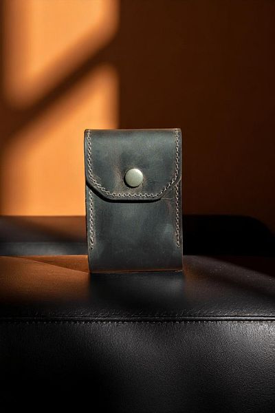 MAT Deri Gray 10 Card Compartment Accordion Credit Card Holder Genuine Leather Mini Size Card Holder