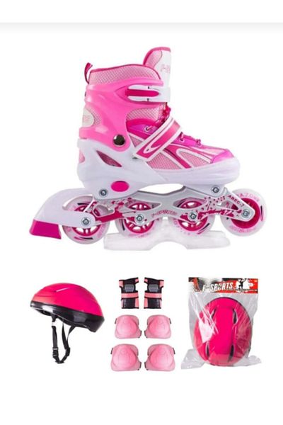 berattoys Illuminated Children's Skates and Helmet Knee Pad Set Silicone Wheel Metal Body Adjustable Number 38/41