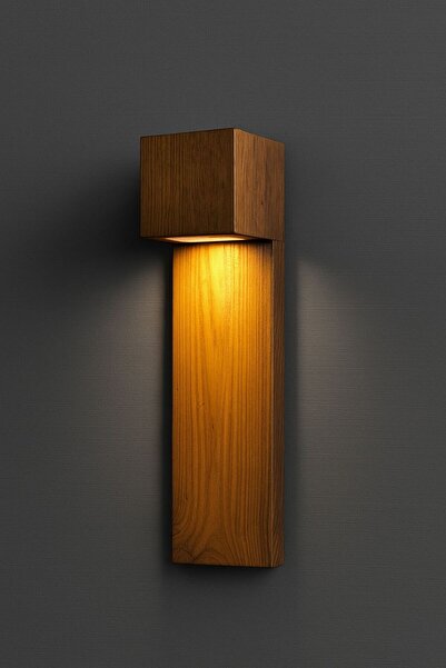 Aysem Wood Duvar Apliği Yansıtma Tasarımlı Çift Yönlü Ahşap Salon Hol Cafe Otel Duvar Apliği