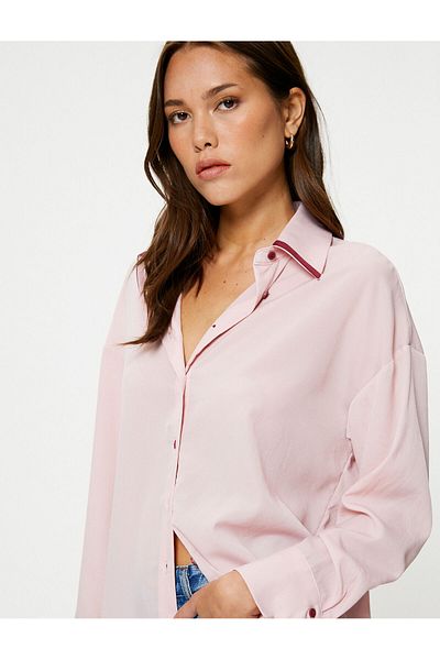 Koton Long Sleeve Shirt Classic Buttoned Drop Shoulder Regular Fit
