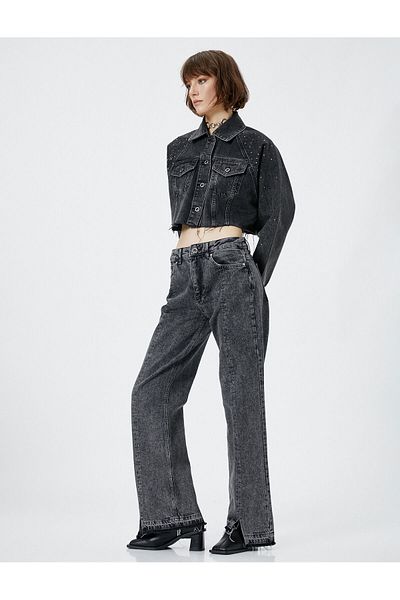 Koton Blugi cu picioare drepte Buzunar din bumbac cu talie standard - Nora Jeans