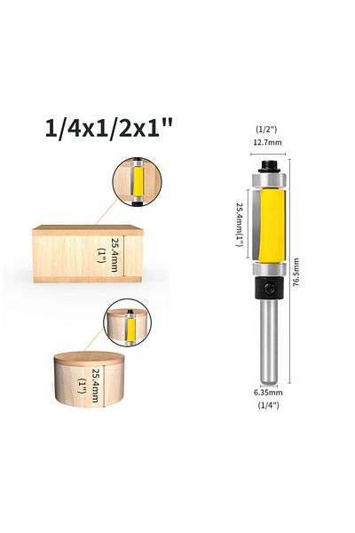 Choice 6.35x12.7x25.4 1pc Flush Trim Bit With Double Bearing Router Bit Woodworking Milling Cutter For Wood