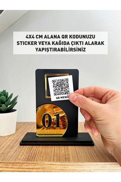 Menü Tasarım رقم الطاولة 1- 10 قطع مع نافذة رمز الاستجابة السريعة - المقاهي والمطاعم والفنادق
