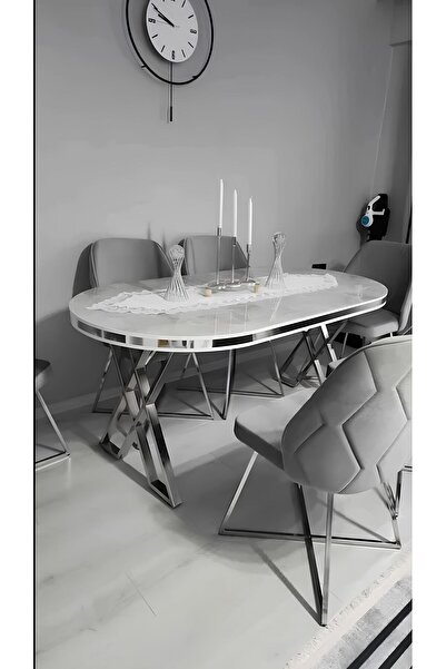 ÜNALMIŞ Yemek Mutfak Masa Takımı 90x170 Quality 6 Kişilik (1MASA-6SANDALYE)